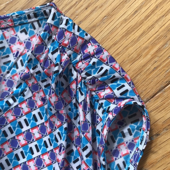 Gap Sleeveless Romper Geometric Shorts Purple/White/Blue - Small Tall (ST) - Picture 10 of 13